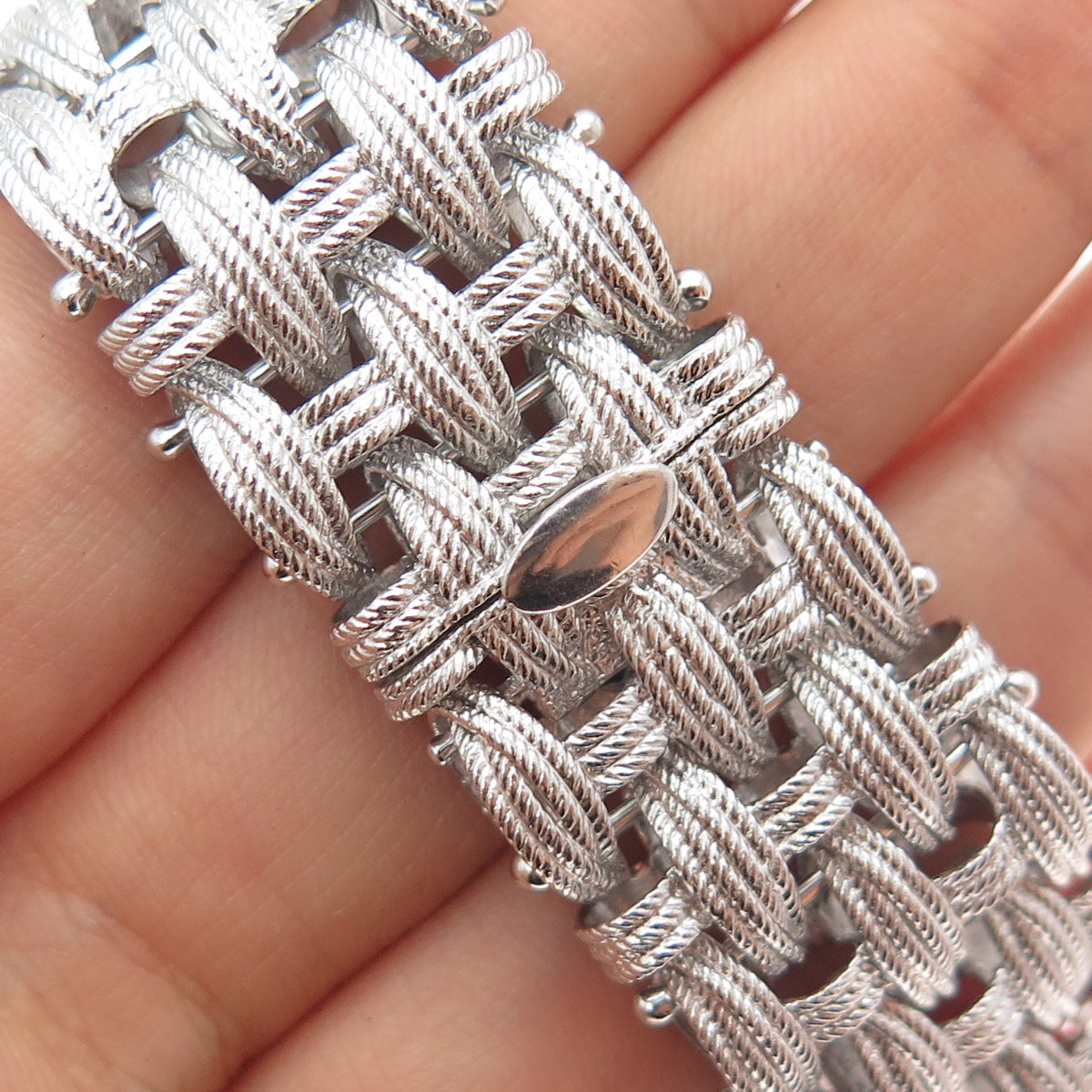 DASAN INC 925 Sterling Silver Vintage Italy Modernist Woven Link Bracelet 8"