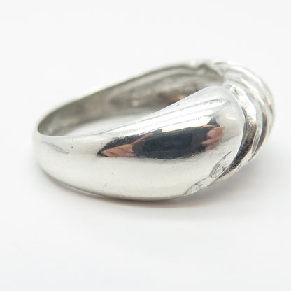 925 Sterling Silver Vintage Ribbed Ring Size 8