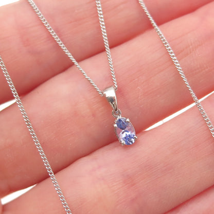 Chuck Clemency 925 Sterling Silver Real Tanzanite Cuban Chain Necklace 20"