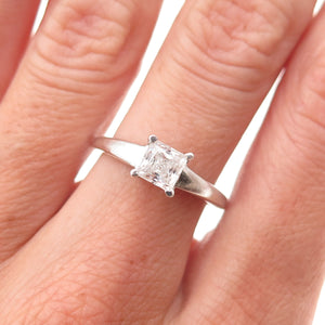 925 Sterling Silver Princess-Cut C Z Engagement Ring Size 7