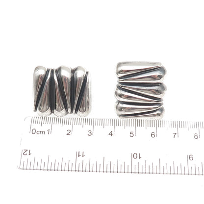 Krypell 925 Sterling Silver Vintage Modernist Oxidized Omega Back Earrings