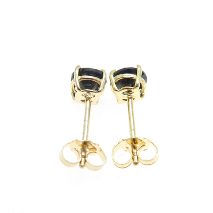 DEE BERKLEY JEWELRY 925 Sterling Silver Gold Plated Sapphire Gem Stud Earrings