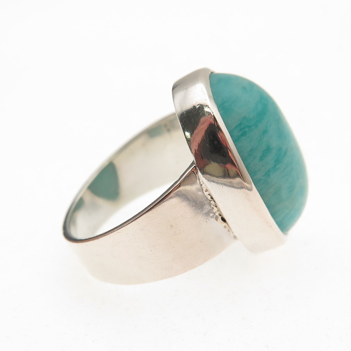 925 Sterling Silver Vintage Real Cabochon Aventurine Ring Size 4.75