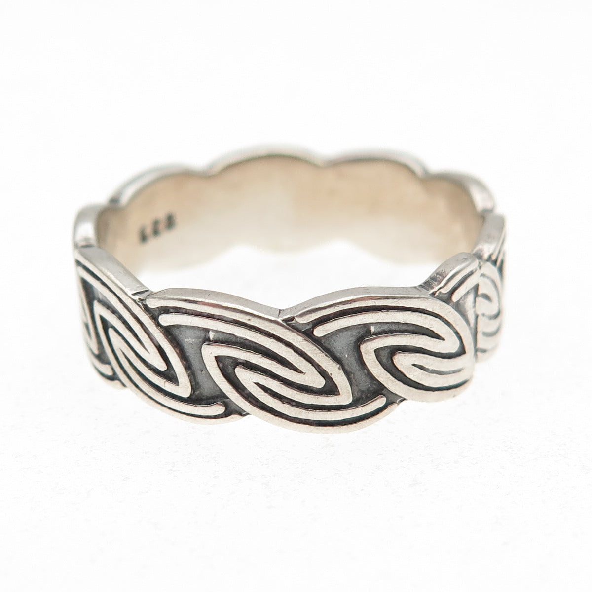 925 Sterling Silver Vintage Celtic Oxidized Band Ring Size 10.75
