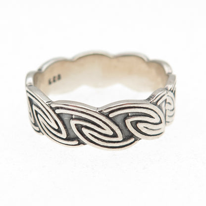 925 Sterling Silver Vintage Celtic Oxidized Band Ring Size 10.75