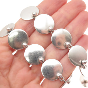 N.E. FROM 925 Sterling Silver Vintage Denmark Modernist Disc Chain Necklace 14"