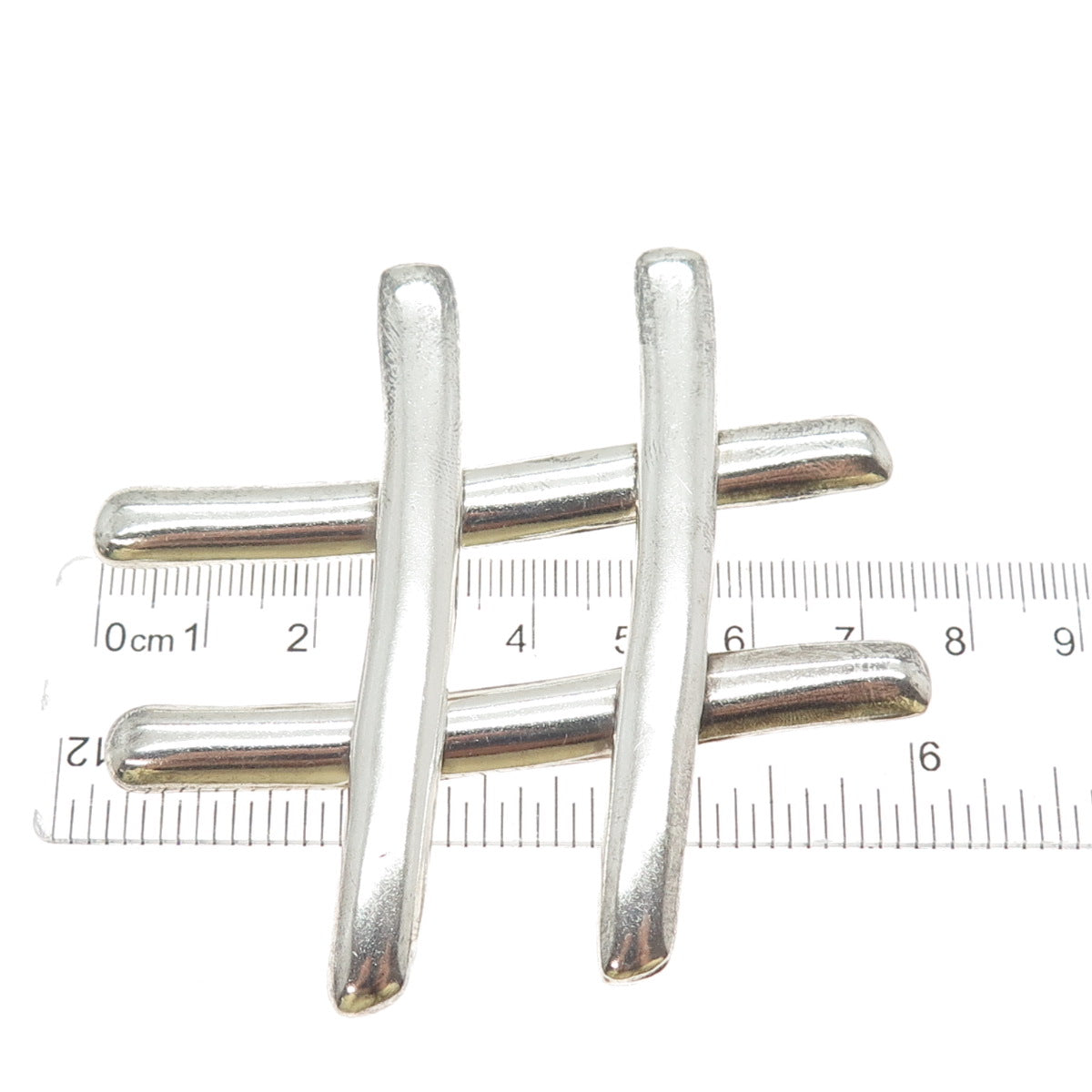 925 Sterling Silver Vintage Mexico Hashtag Symbol Large Pin Brooch