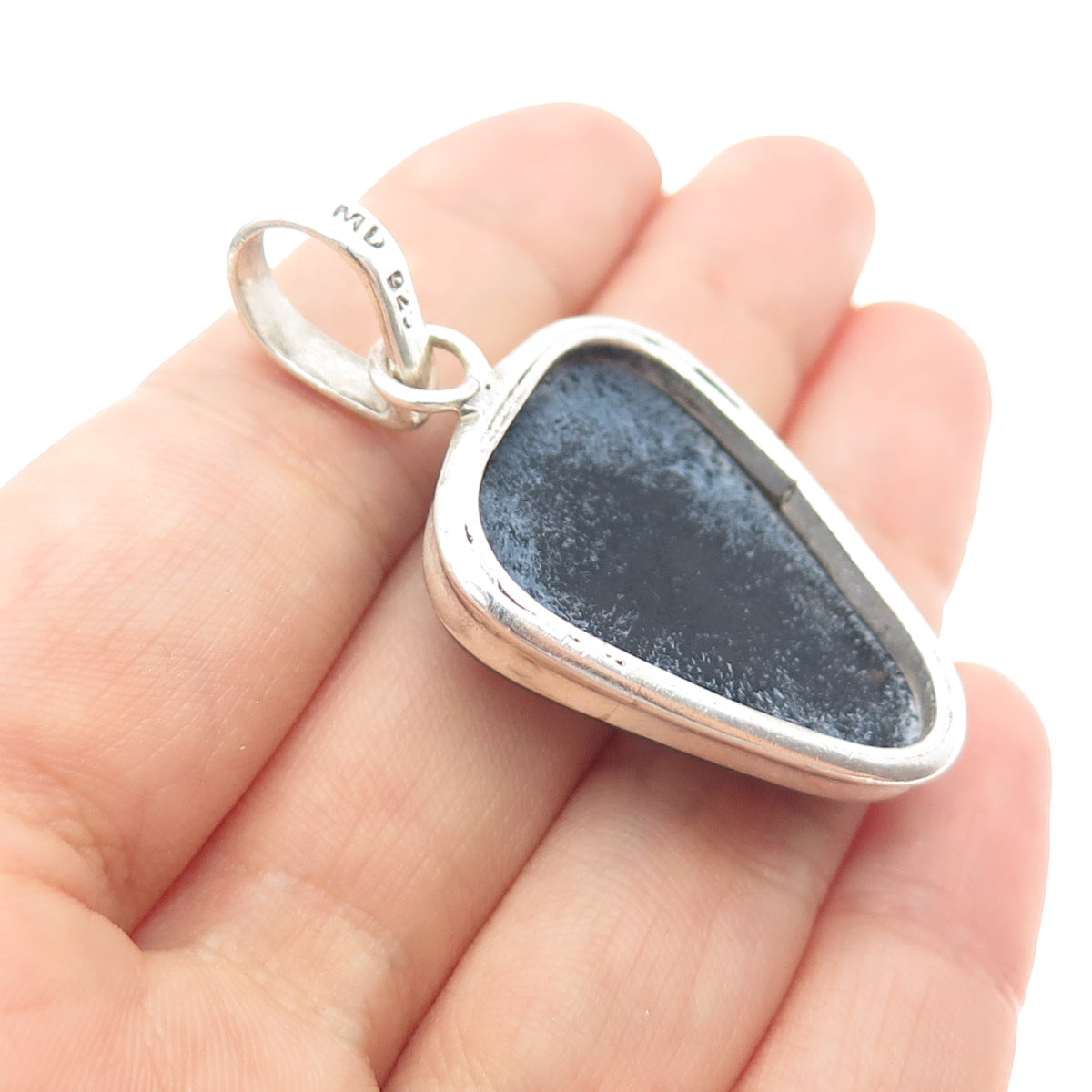 MD DESIGN 925 Sterling Silver Vintage Dichroic Glass Modernist Charm Pendant