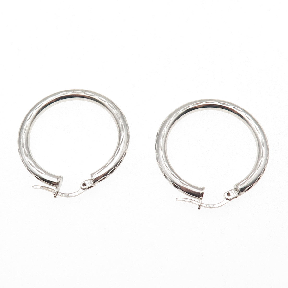 925 Sterling Silver Marquise-Cut Hoop Earrings