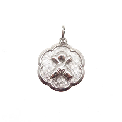 Rembrandt 925 Sterling Silver Vintage Bowling Ball & Pins Mini Charm Pendant