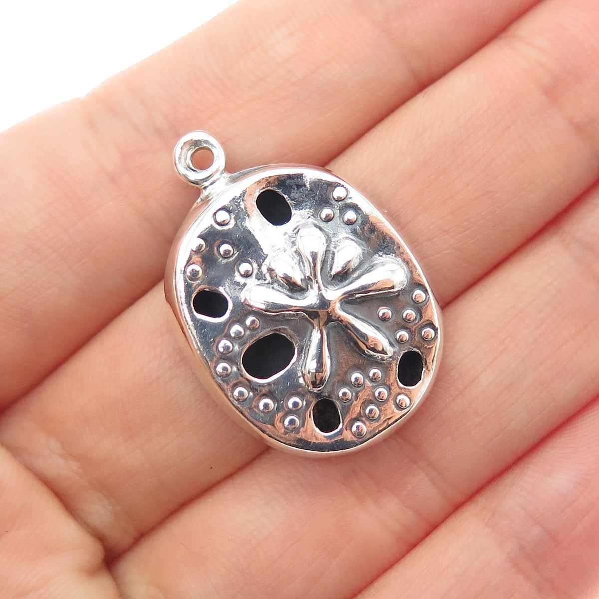 925 Sterling Silver Vintage Sand Dollar Shadow Box Charm Pendant