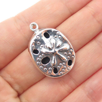 925 Sterling Silver Vintage Sand Dollar Shadow Box Charm Pendant
