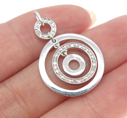 925 Sterling Silver Real Round-Cut White Diamond Multi-Circle Pendant