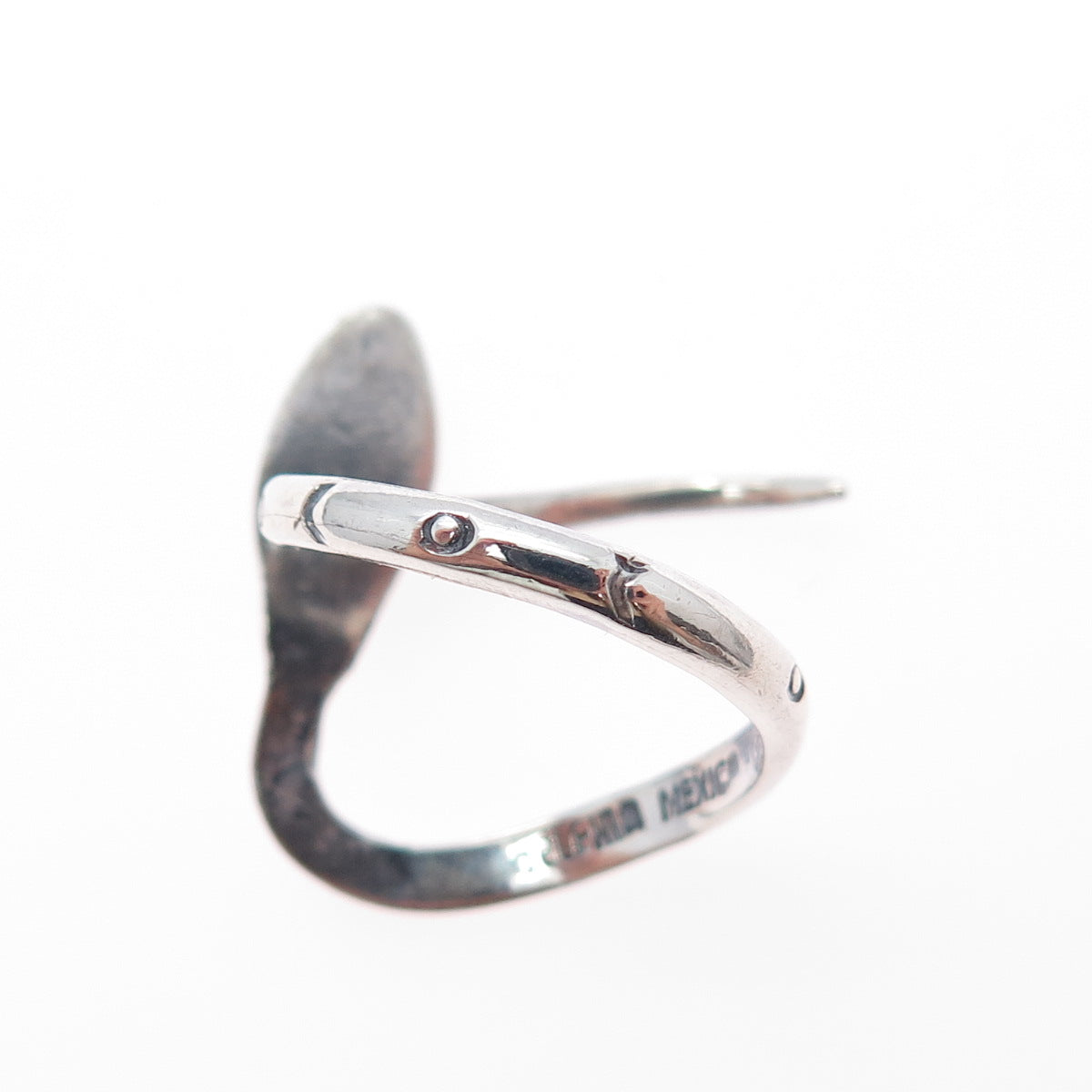 DELFINO Sterling Silver Vintage Mexico Snake Oxidized Adjustable Ring Size 7.75