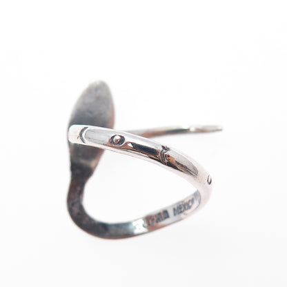 DELFINO Sterling Silver Vintage Mexico Snake Oxidized Adjustable Ring Size 7.75