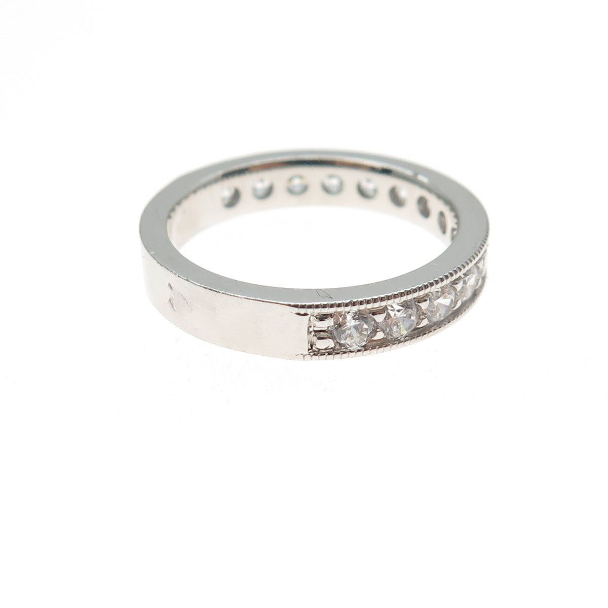 925 Sterling Silver Round-Cut C Z Half Eternity Band Ring Size 7