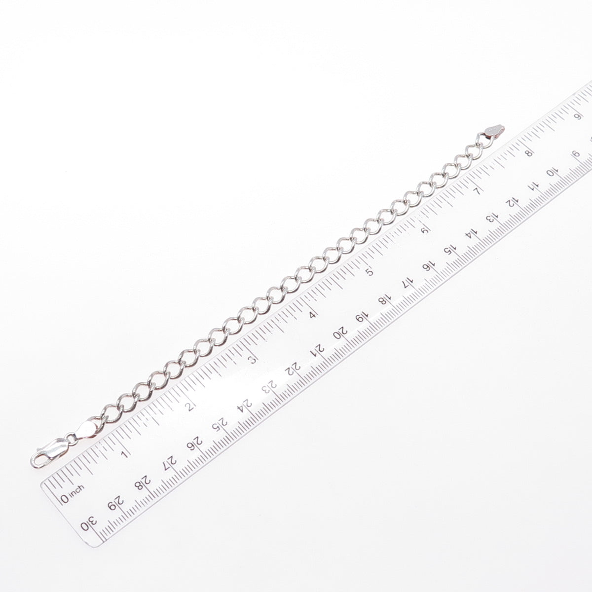 925 Sterling Silver Vintage Italy Curb Link Bracelet 7.75"