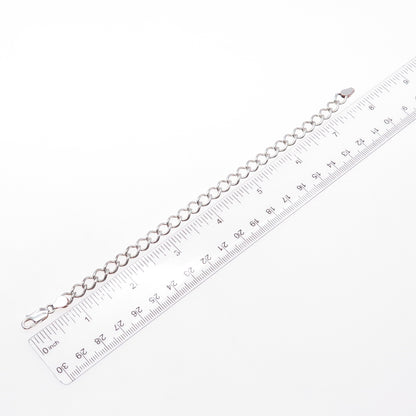 925 Sterling Silver Vintage Italy Curb Link Bracelet 7.75"