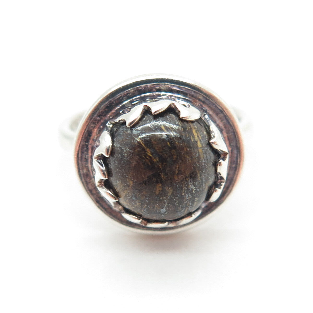 AIL Aluma 925 Sterling Silver Vintage Real Tiger Eye Flame Ring Size 7