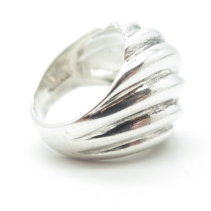 925 Sterling Silver Vintage Wavy Ribbed Modernist Ring Size 5