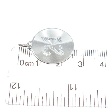 925 Sterling Silver Vintage 21 Lucky Number Round Charm Pendant