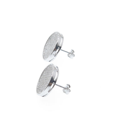 925 Sterling Silver Round-Cut C Z Sparkle Disc Stud Earrings