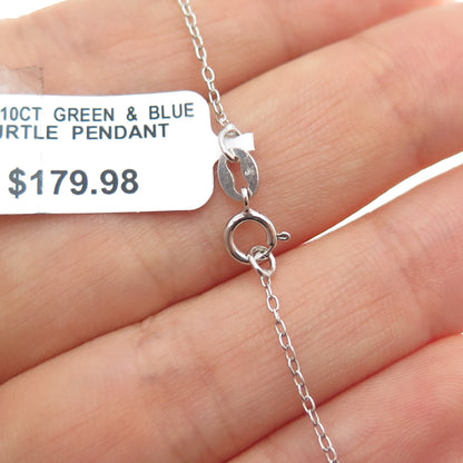 DASAN Sterling Silver Real Multi-Color Diamond Turtle Cable Chain Necklace 18"