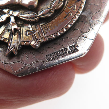 R. Harris & Co 925 Sterling 2-Tone Antique Enamel Marathon 1 Mile Handicap Medal