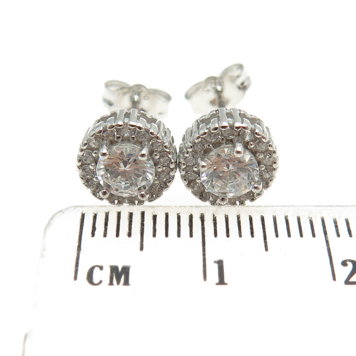 925 Sterling Silver Round-Cut C Z Sparkle Stud Earrings