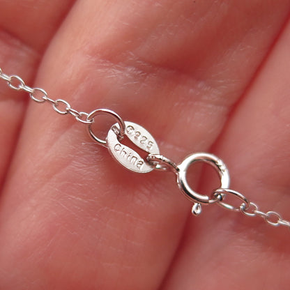 Charles Winston 925 Sterling Silver Real Diamond Heart Cable Chain Necklace 18"