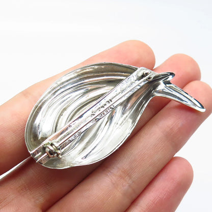 925 Sterling Silver Vintage Mexico Ribbed Modernist Pin Brooch