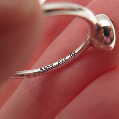 Pandora 925 Sterling Silver Real Citrine November Birthstone Droplet Ring Size 6