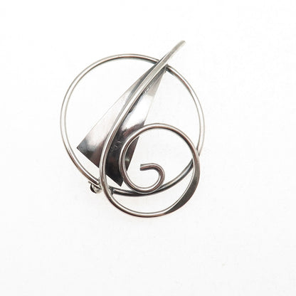 Joseph Masaniello 925 Sterling Silver Vintage Modernist Floral Pin Brooch
