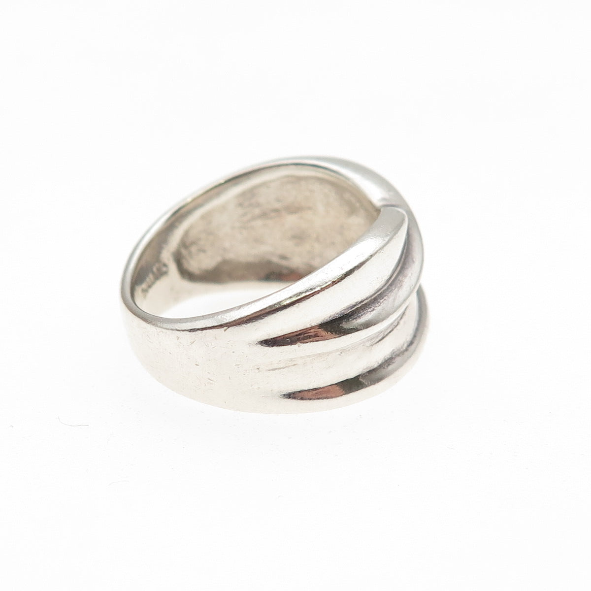 925 Sterling Silver Vintage Modernist Oxidized Ring Size 6