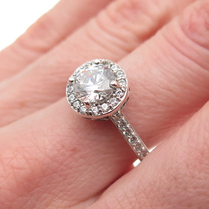 925 Sterling Silver Round-Cut C Z Engagement Ring Size 7