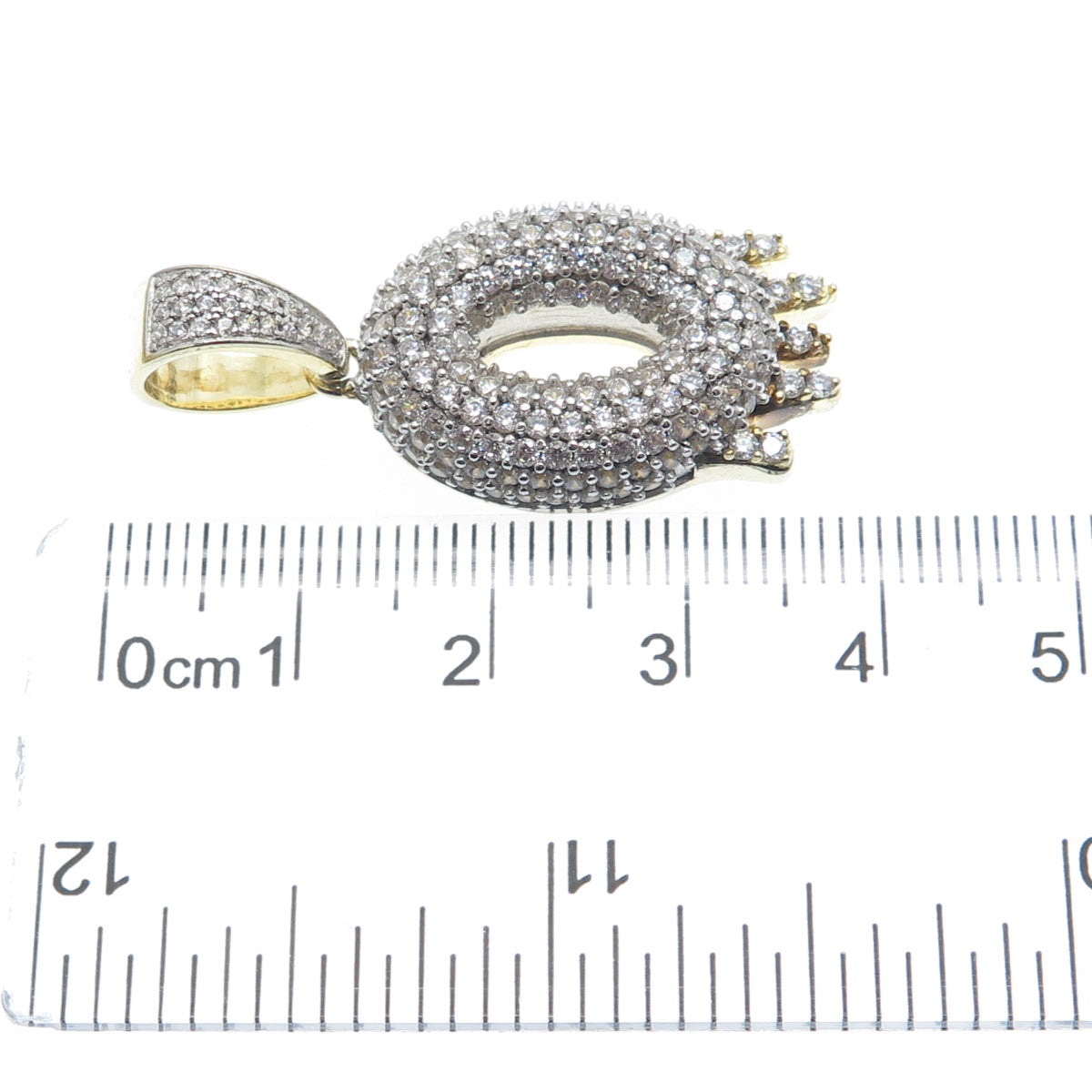 925 Sterling Silver Gold Plated Round-Cut Shaped C Z Letter O Sparkle Pendant