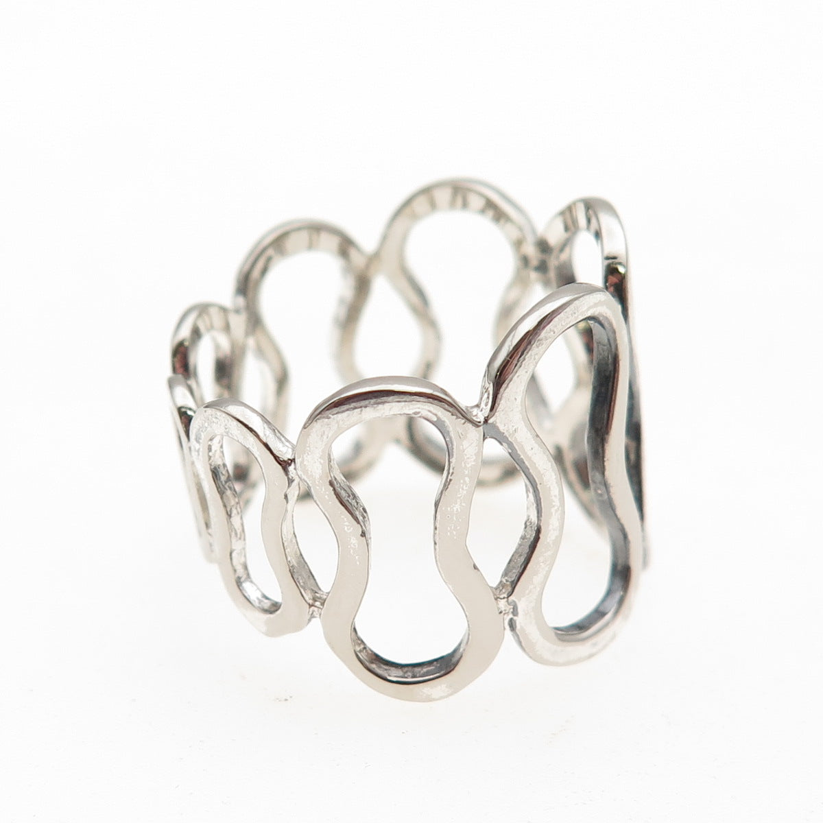 925 Sterling Silver Vintage Modernist Number 8 Ring Size 9.25