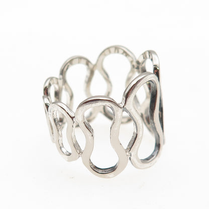 925 Sterling Silver Vintage Modernist Number 8 Ring Size 9.25