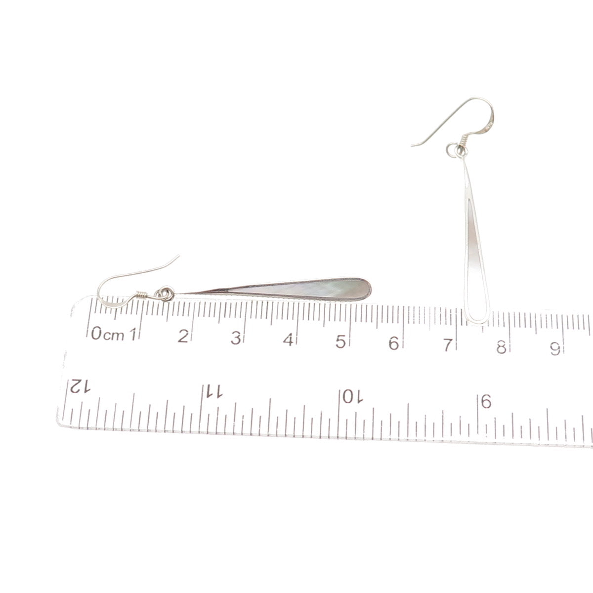 925 Sterling Silver Vintage Real MOP Teardrop Dangle Earrings