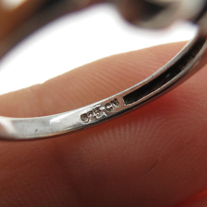 925 Sterling Silver Vintage C Z Cross Couple Heart Ring Size 7.25