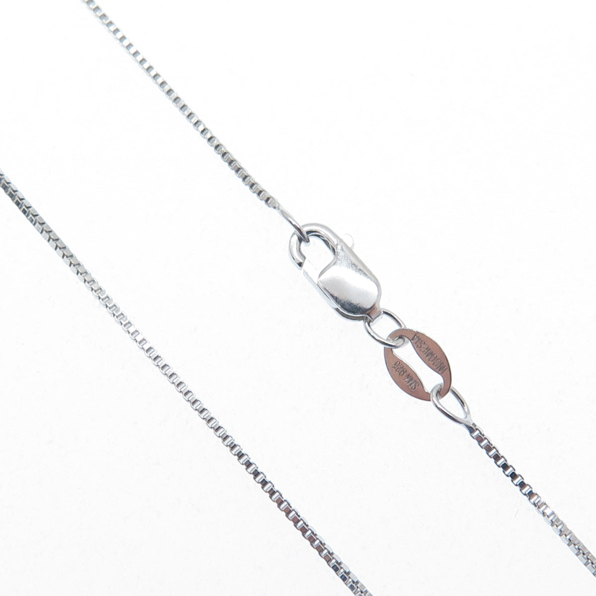 925 Sterling Silver Real Rose Quartz & C Z Box Chain Necklace 18"