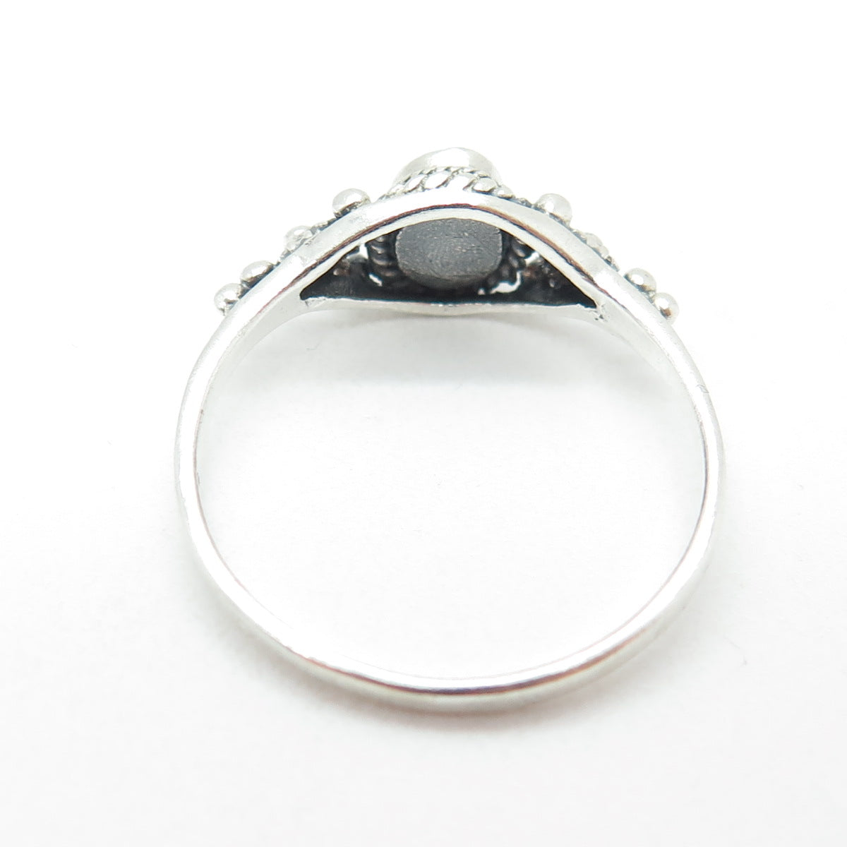 925 Sterling Silver Vintage Real Black & White Onyx Yin Yang Ring Size 9.75