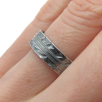 J.D. SCHLANG CO Sterling Silver Antique Art Deco Martin Bird Band Ring Size 9.25