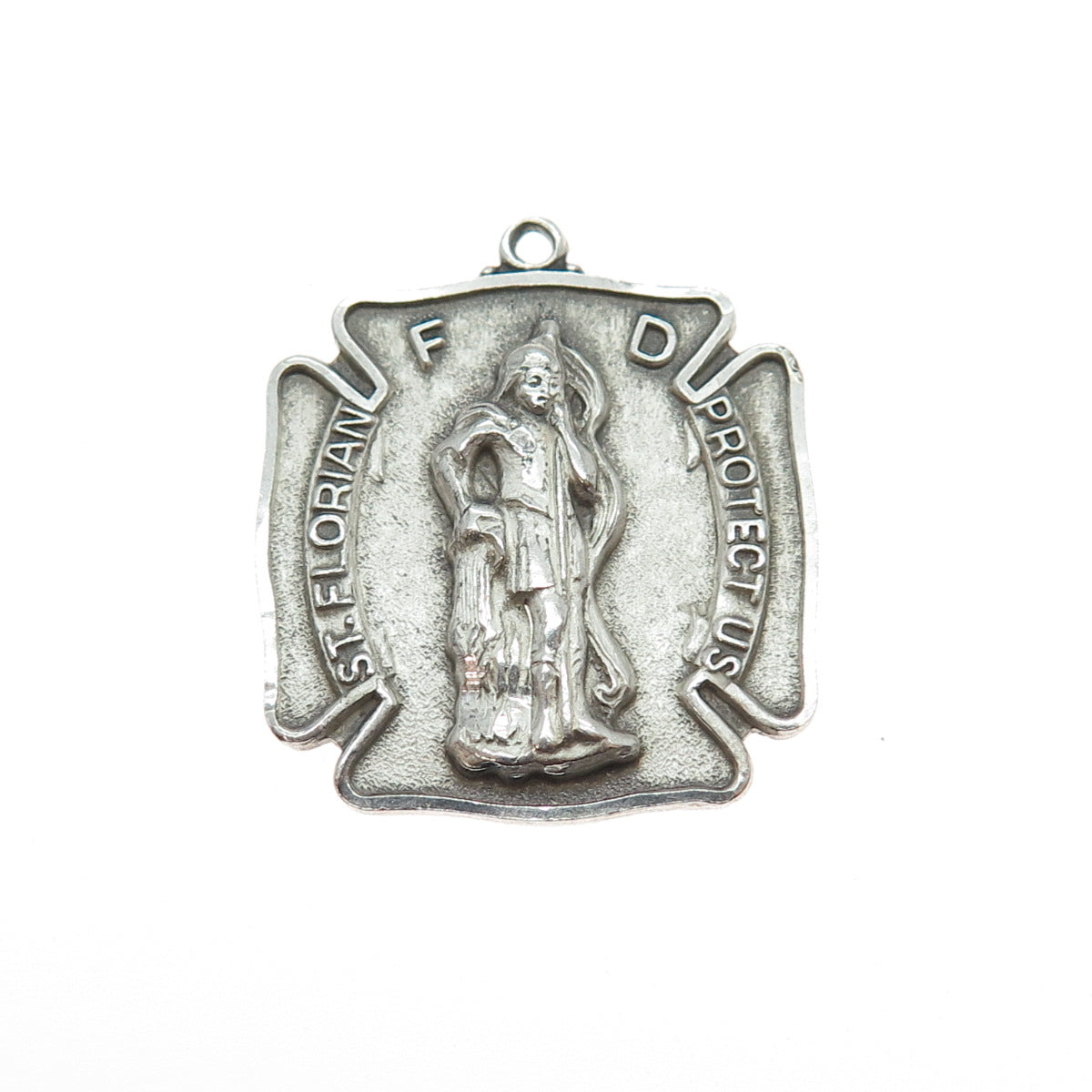 CHAPEL 925 Sterling Silver Vintage St. Florian Cross Oxidized Charm Pendant