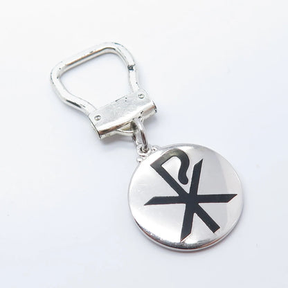 925 Sterling Silver Vintage Creed Religious Theme Key Ring