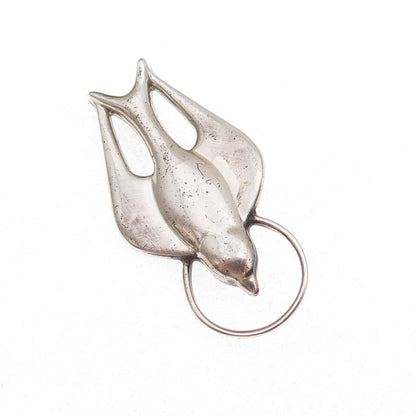Fleming H. Revel 925 Sterling Silver Vintage Swallow Bird Oxidized Pin Brooch