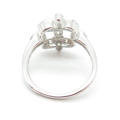 925 Sterling Silver Round-Cut Shaped C Z Modernist Ring Size 7