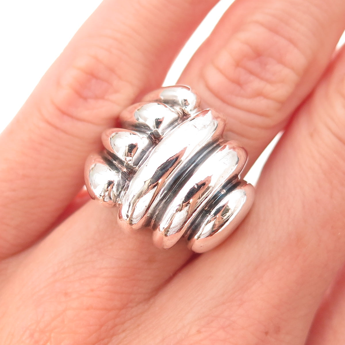 925 Sterling Silver Vintage Modernist Oxidized Ring Size 6