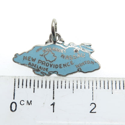 925 Sterling Silver Vintage Enamel New Providence Island Nassau Charm Pendant