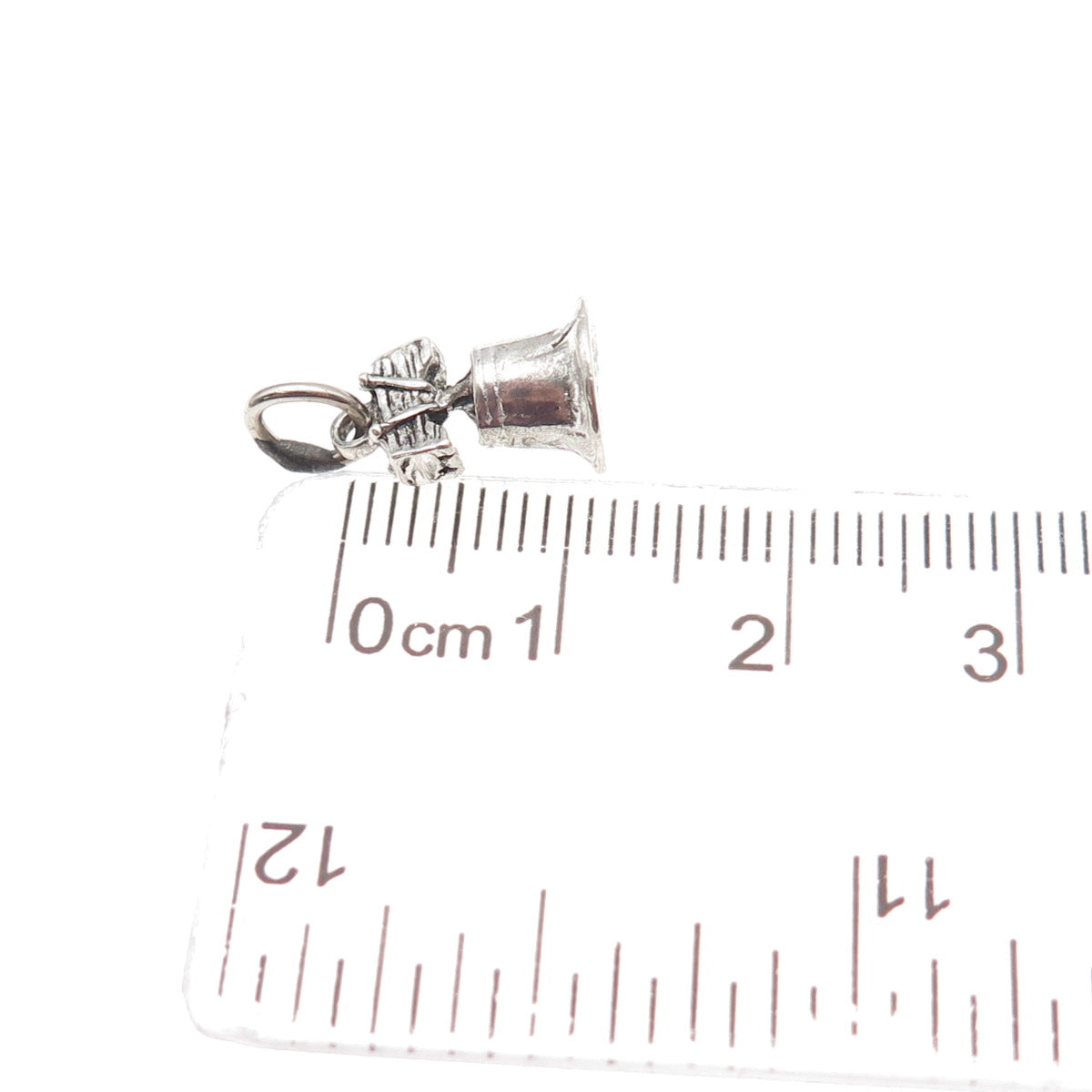 925 Sterling Silver Vintage Liberty Bell Oxidized 3D Mini Charm Pendant